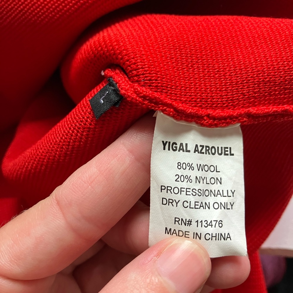 Yigal Azrouel Red Colorblock Sleeveless Wool Blend Dress size Large - Picture 8 of 9